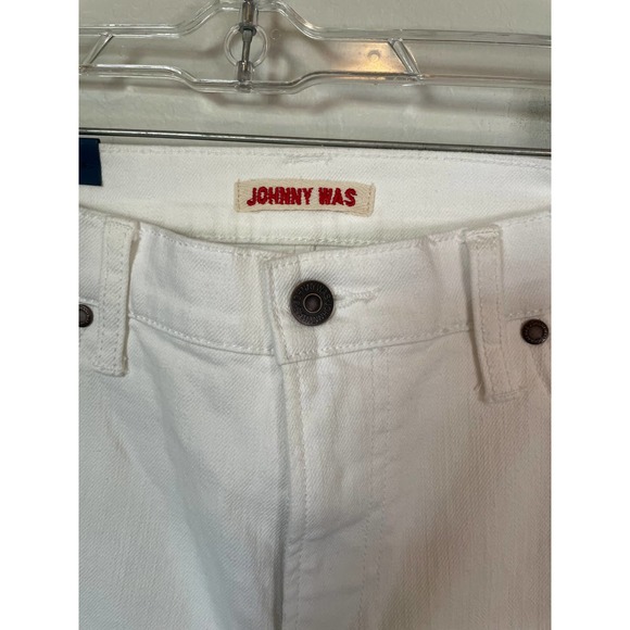 Johnny Was White Wash Kendra Embroidered Cropped Baby Boot Cut Jean Size 29 - Picture 3 of 6
